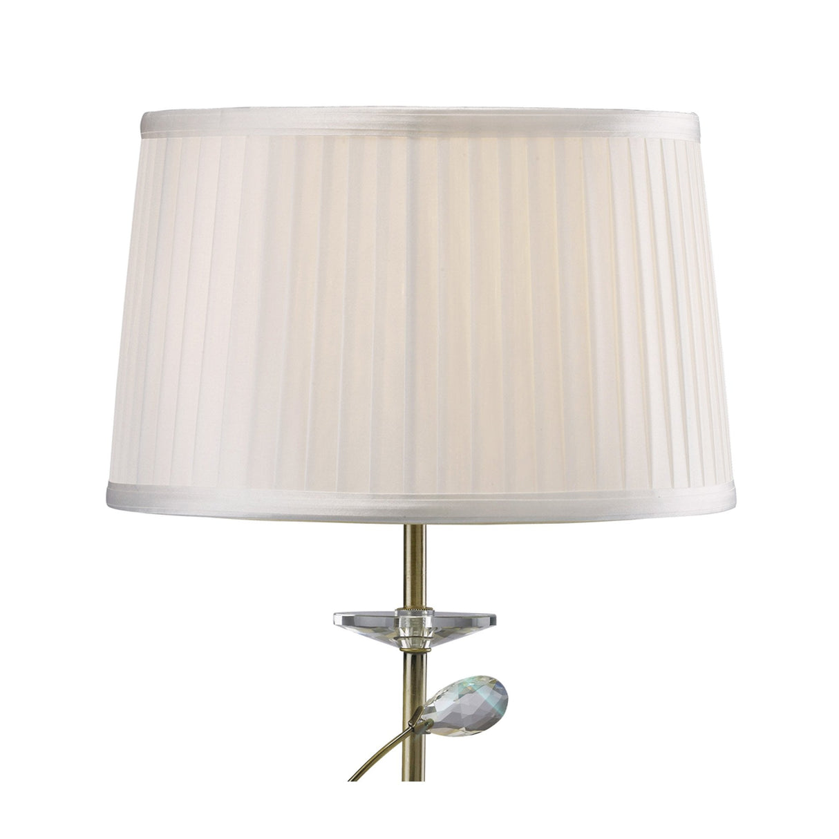 Willow Antique Brass Table Lamp with Clear Crystal Accents and White Shade