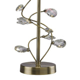 Willow Antique Brass Table Lamp with Clear Crystal Accents and White Shade
