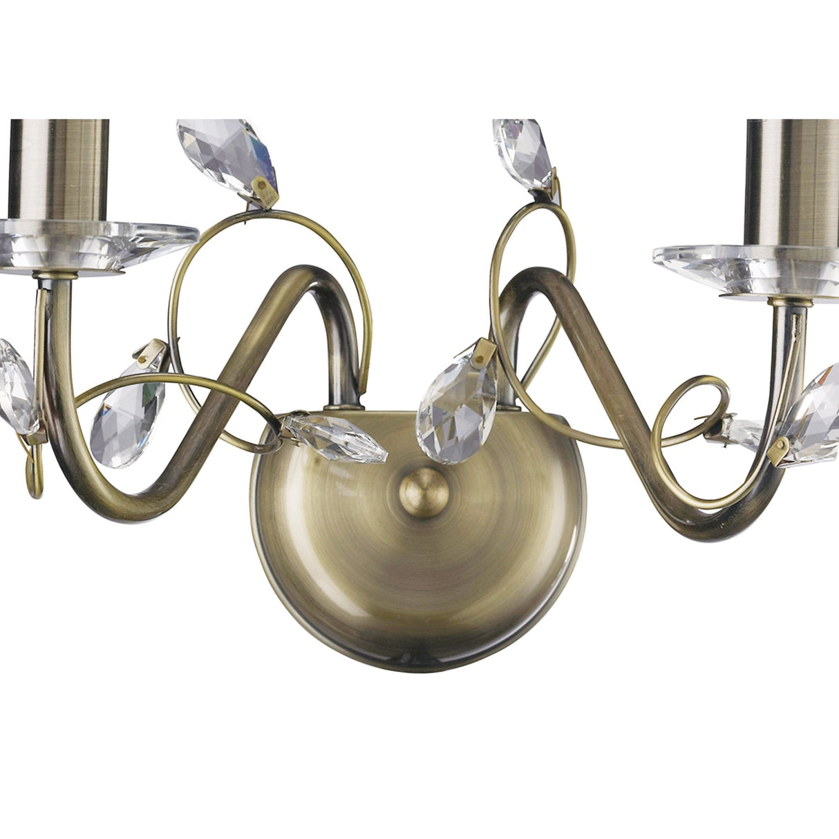 Willow Antique Brass & Crystal Double Light Wall Fixture Without Shade