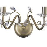 Willow Antique Brass & Crystal Double Light Wall Fixture Without Shade