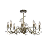 Antique Brass Twining Willow 8-Light Pendant with Crystal Accents