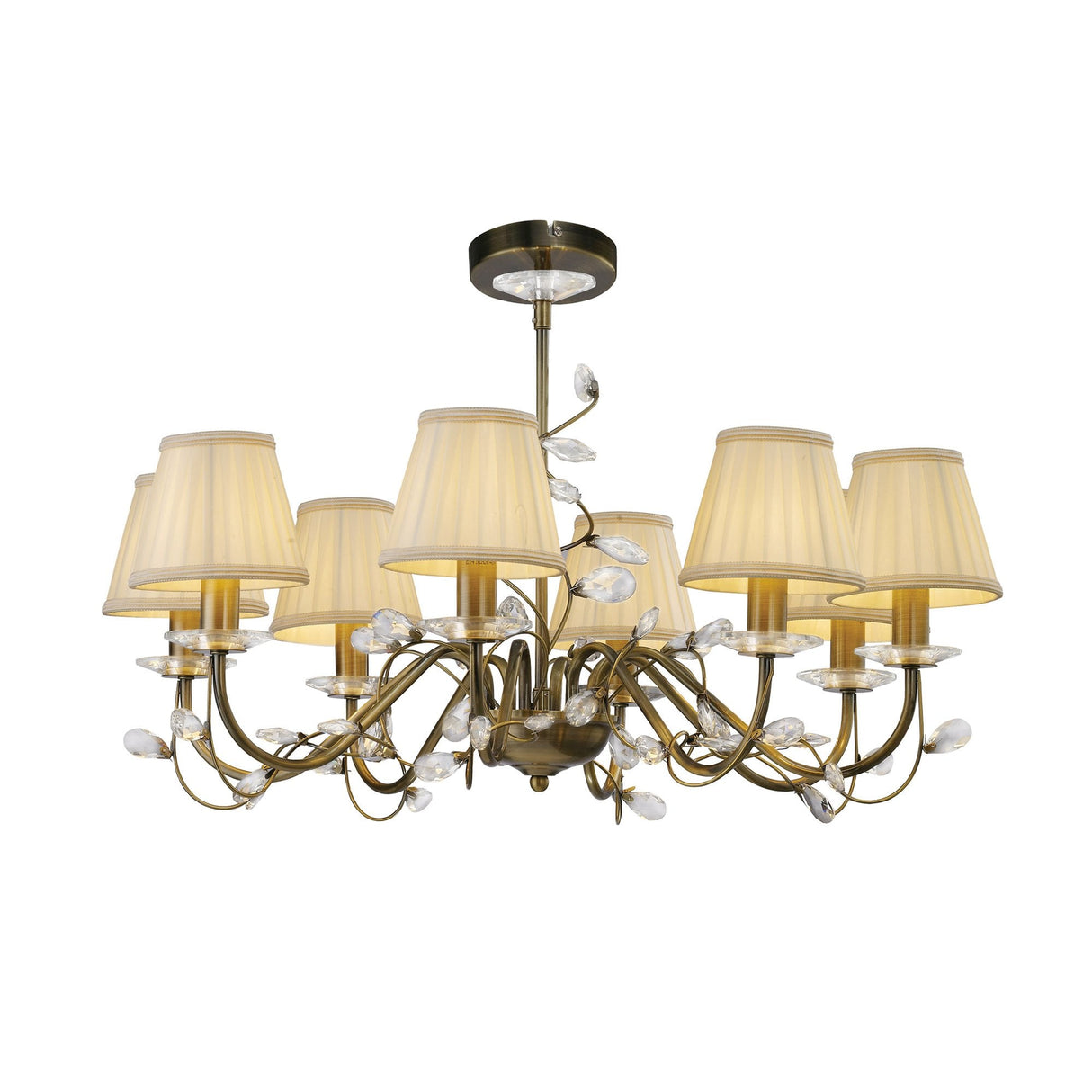 Antique Brass Twining Willow 8-Light Pendant with Crystal Accents