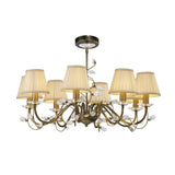 Antique Brass Twining Willow 8-Light Pendant with Crystal Accents