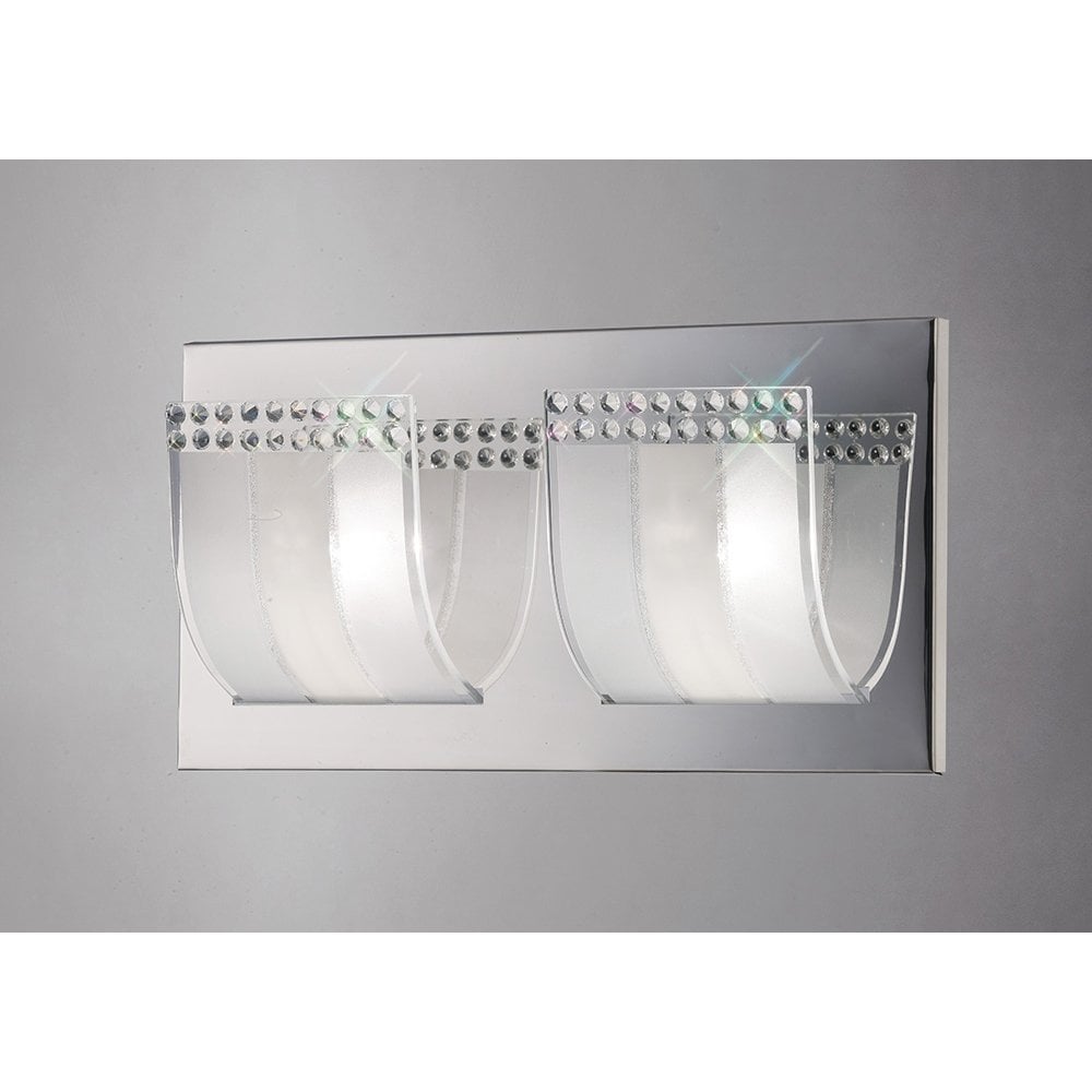 Elegant Charis Dual-Light Wall Lamp with Polished Chrome and Crystal Accents