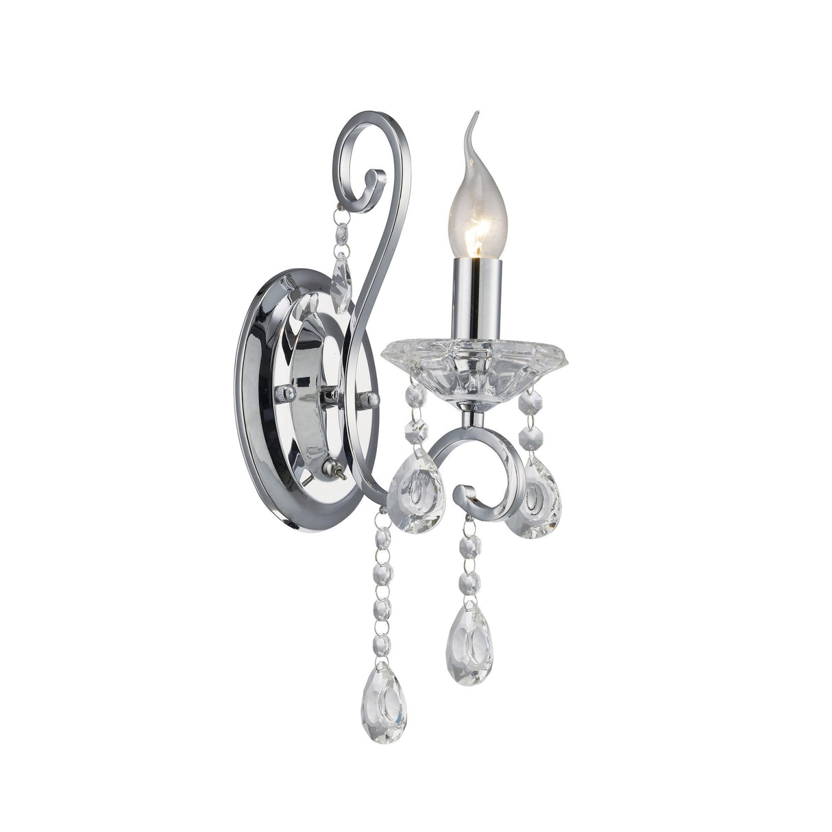 Vela Elegance Wall Lamp - Polished Chrome and Crystal Illumination