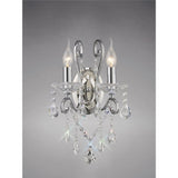 Elegant Vela Dual Light Wall Sconce in Polished Chrome and Crystal