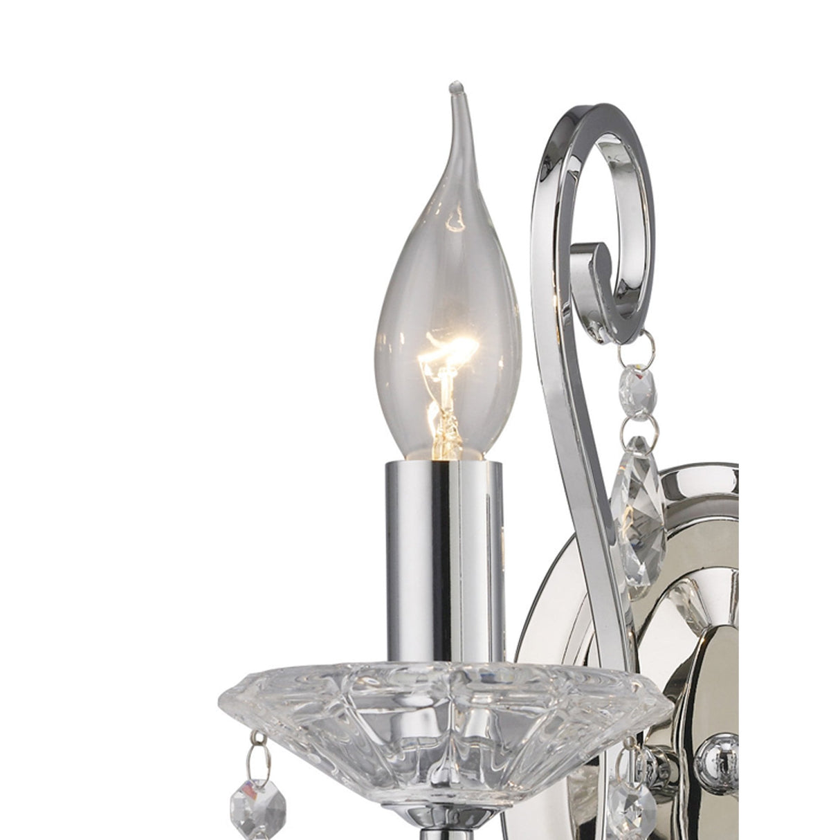 Elegant Vela Dual Light Wall Sconce in Polished Chrome and Crystal