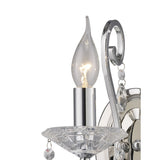 Elegant Vela Dual Light Wall Sconce in Polished Chrome and Crystal