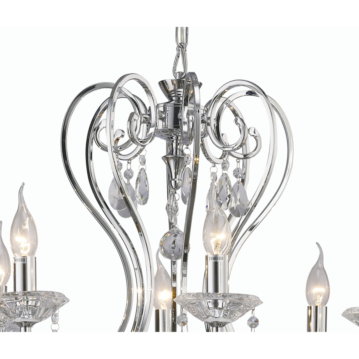 Elegant Vela Pendant Chandelier - 8 Light Polished Chrome with Crystal Detailing