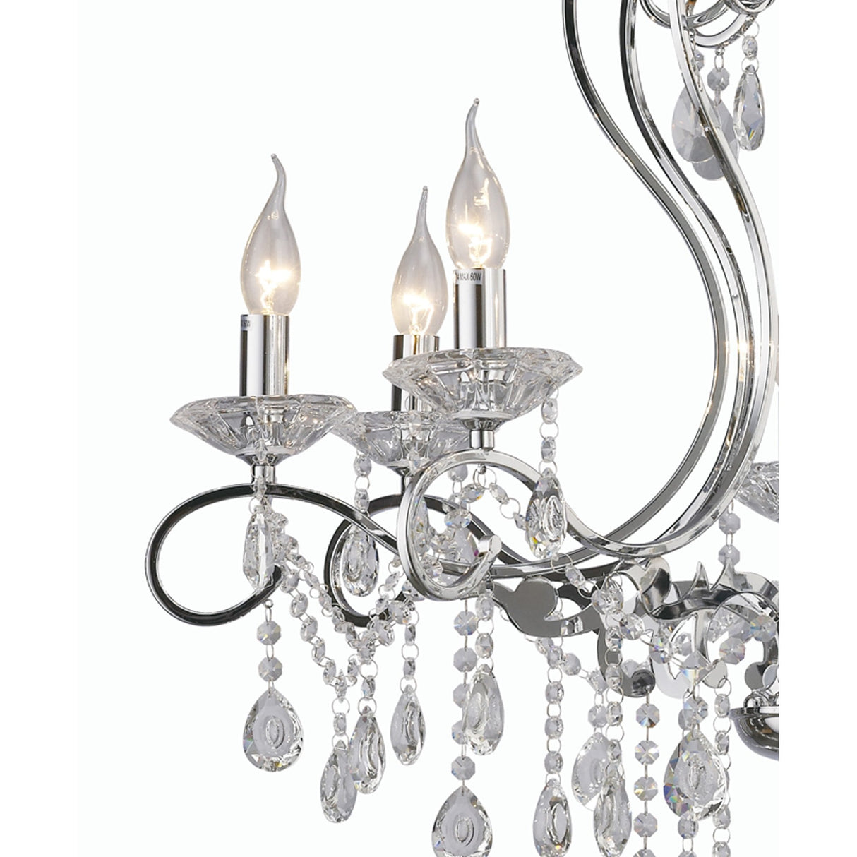 Elegant Vela Pendant Chandelier - 8 Light Polished Chrome with Crystal Detailing