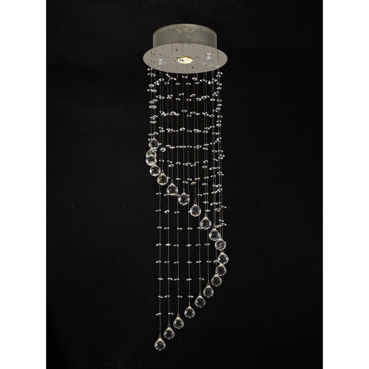 Colorado Pendant: Single-Spiral Crystal Elegance in Polished Chrome