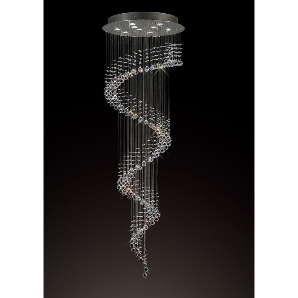 Elegant Colorado Spiral Chandelier with Polished Chrome Finish and Clear Crystals