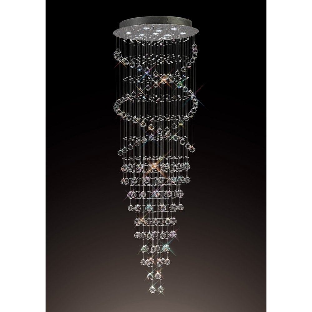 Glistening Spiral Crystal Pendant Chandelier in Polished Chrome