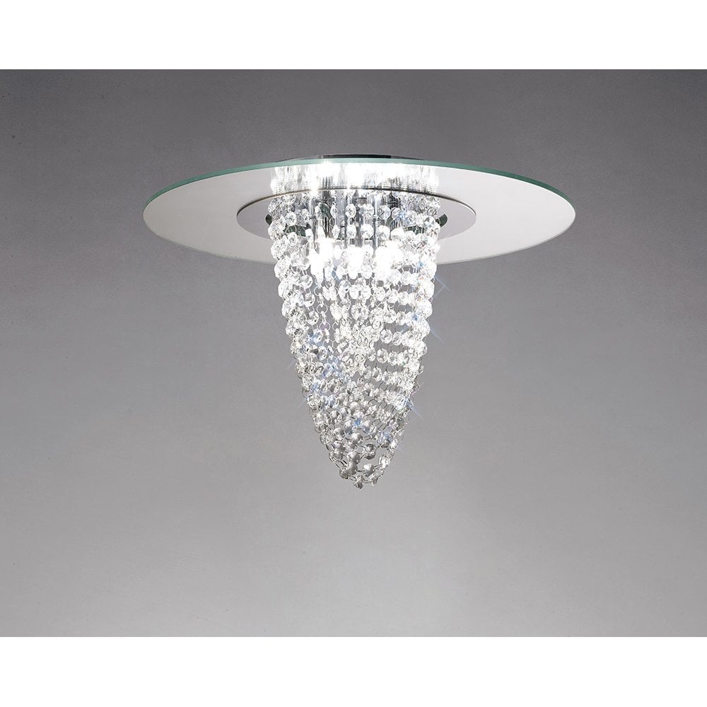 Oberon Modern Crystal Cascade Ceiling Light in Polished Chrome