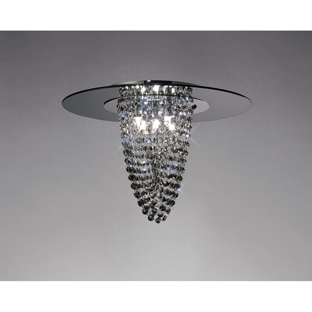 Oberon 5-Light Ceiling Fixture in Polished Chrome with Smoked Mirror and Crystal Accents