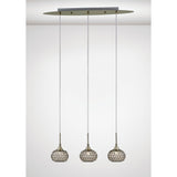Chelsie Triple Pendant Light in Antique Brass and Clear Glass