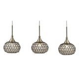 Chelsie Triple Pendant Light in Antique Brass and Clear Glass
