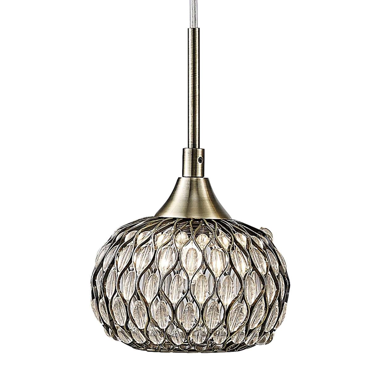 Chelsie Triple Pendant Light in Antique Brass and Clear Glass