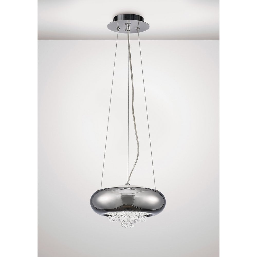 Cassia Twigue Phyllis Mini Pendant Light in Polished Chrome with Crystal Orbs