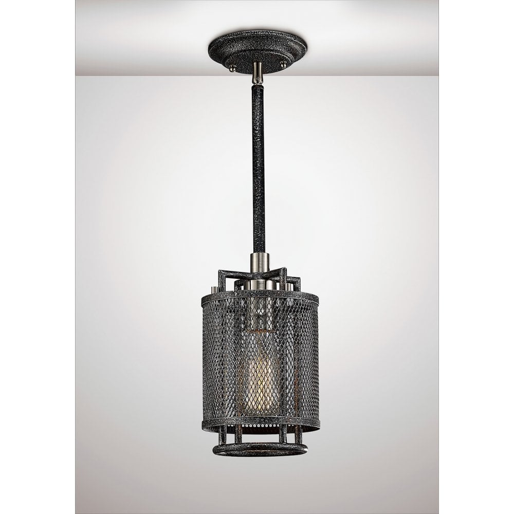 Parker Industrial Pendant Light in Weathered Zinc and Brushed Nickel