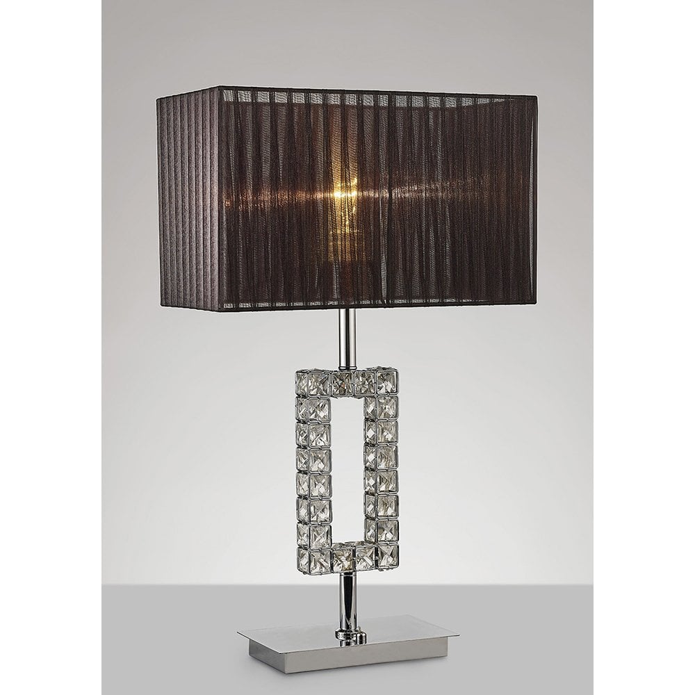 Florence Crystal Table Lamp with Black Shade in Polished Chrome Finish