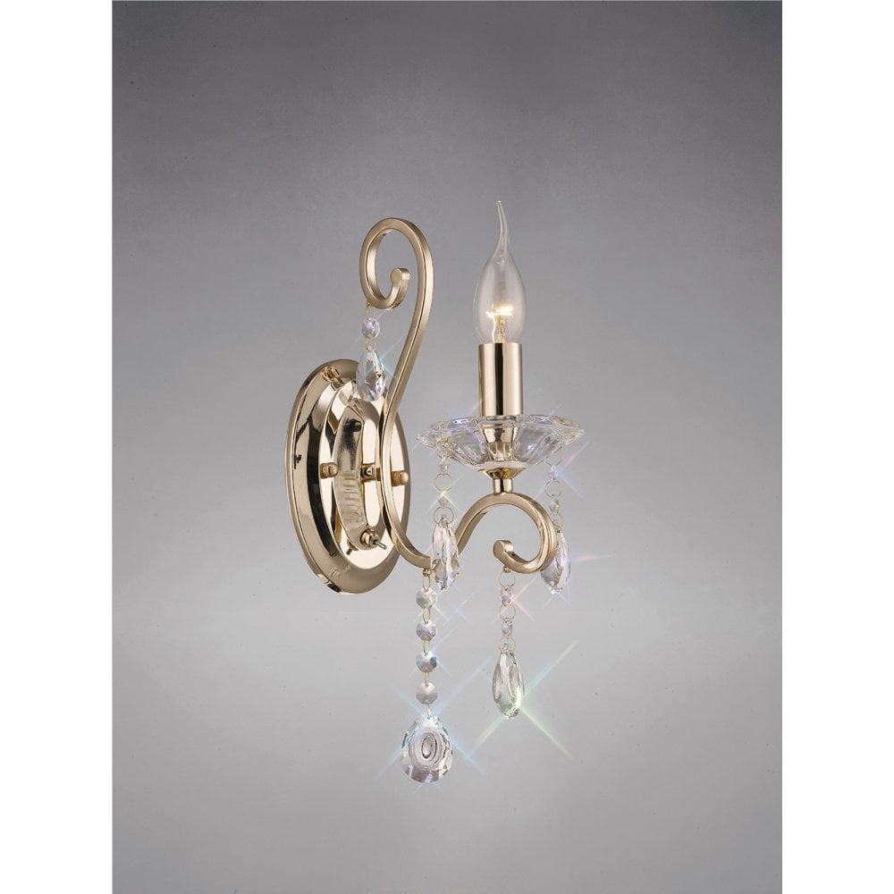 Elegant French Gold Vela Wall Sconce with Crystal Accents
