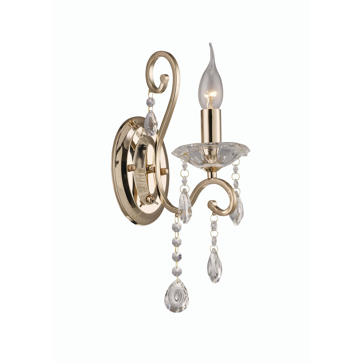 Elegant French Gold Vela Wall Sconce with Crystal Accents