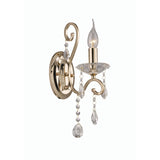 Elegant French Gold Vela Wall Sconce with Crystal Accents