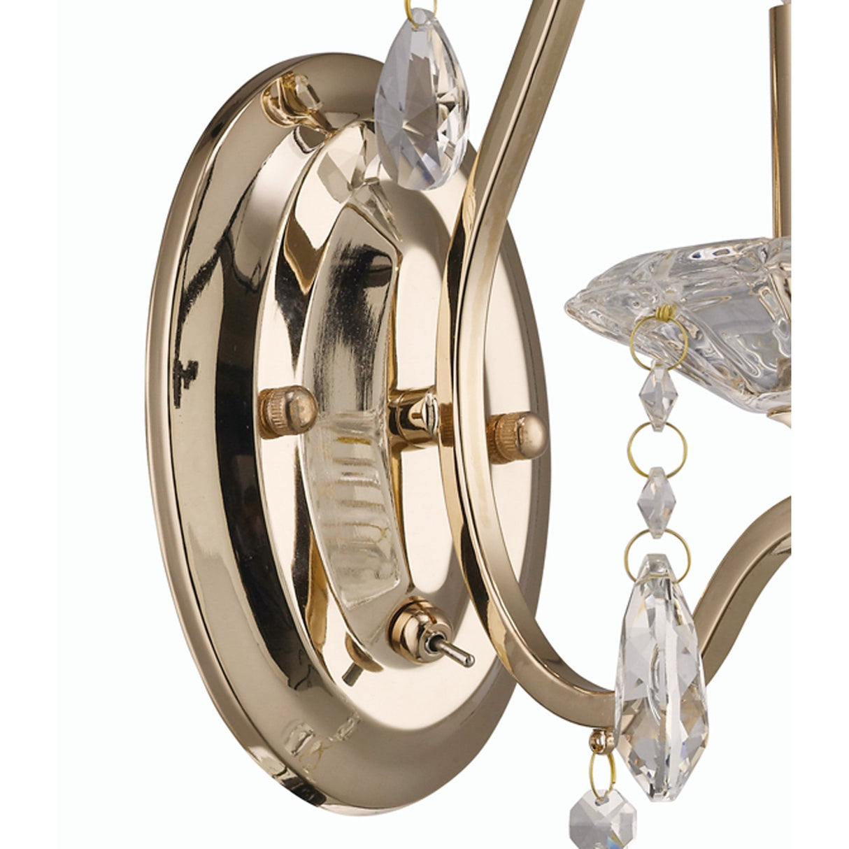Elegant French Gold Vela Wall Sconce with Crystal Accents