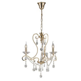 Vela French Gold Crystal Chandelier with Three Pendant Lights
