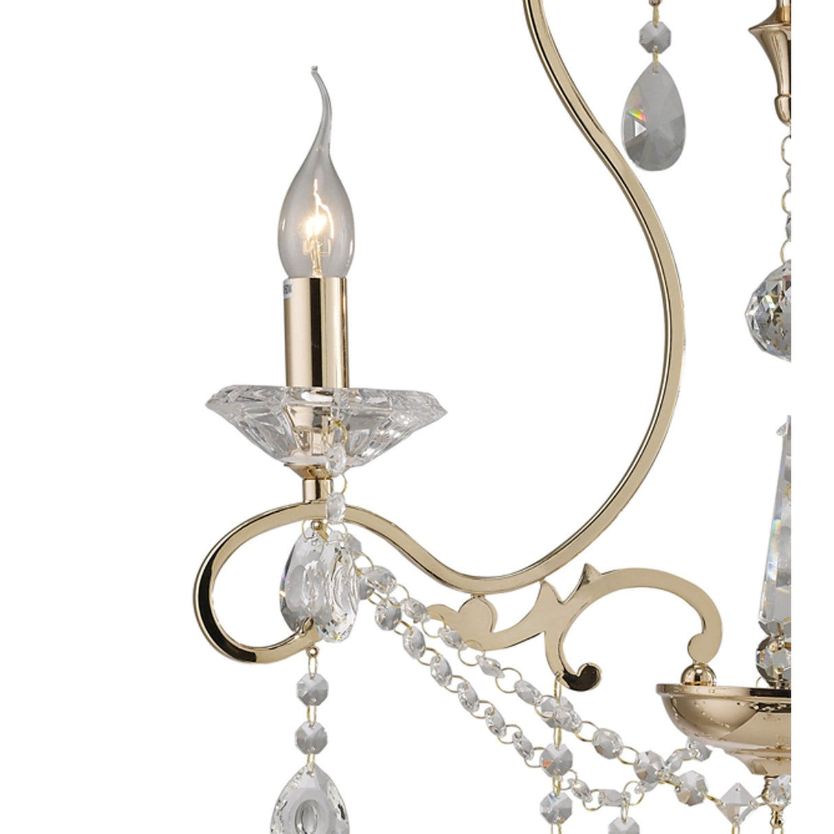 Vela French Gold Crystal Chandelier with Three Pendant Lights