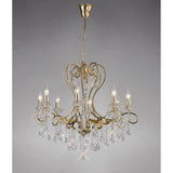 Vela 8-Light Pendant Chandelier in French Gold with Clear Crystal Detailing