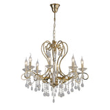 Vela 8-Light Pendant Chandelier in French Gold with Clear Crystal Detailing
