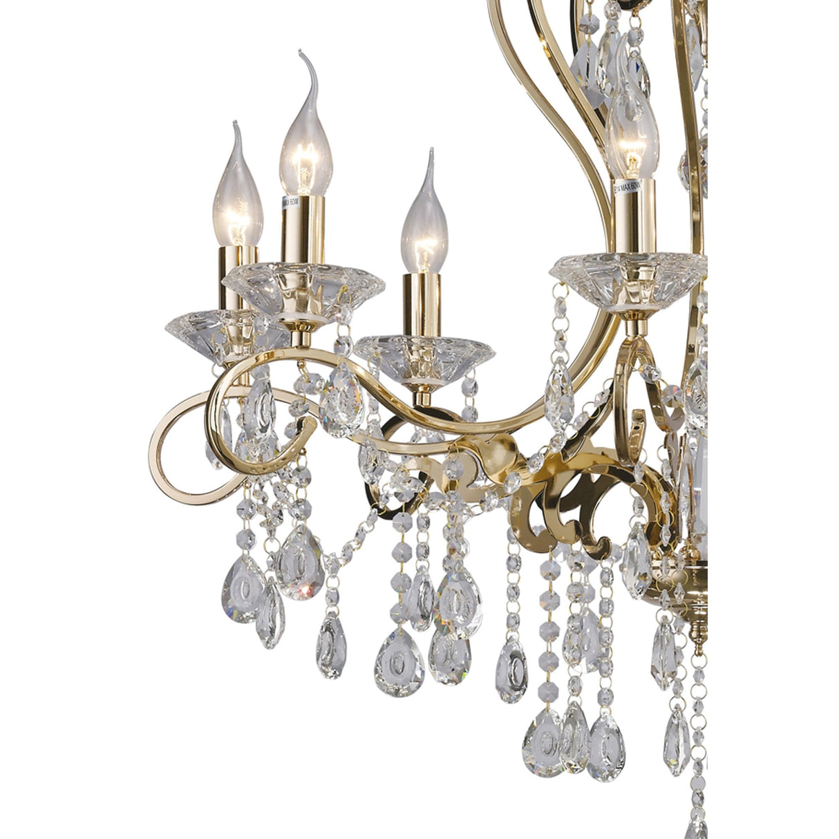 Vela 8-Light Pendant Chandelier in French Gold with Clear Crystal Detailing