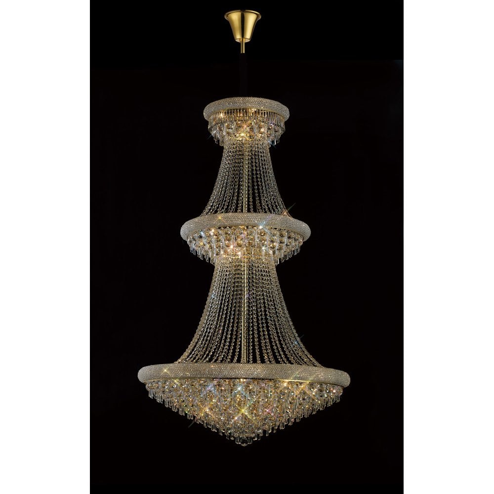 Alexandra 3-Tier French Gold Crystal Chandelier, 29 Lights