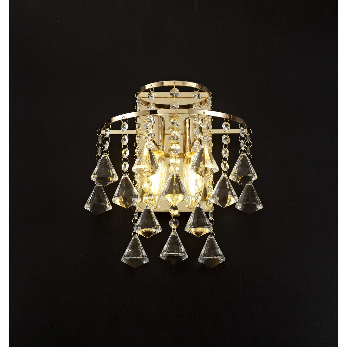 Inina Dual-Light Wall Sconce with French Gold and Crystal Elegance