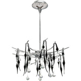 Cygnet Pendant 12-Light in Polished Chrome and Black Glass with Crystal Accents