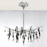 Cygnet 11-Light Oval Pendant in Polished Chrome with Black Glass & Crystal