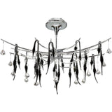 Cygnet 11-Light Oval Pendant in Polished Chrome with Black Glass & Crystal