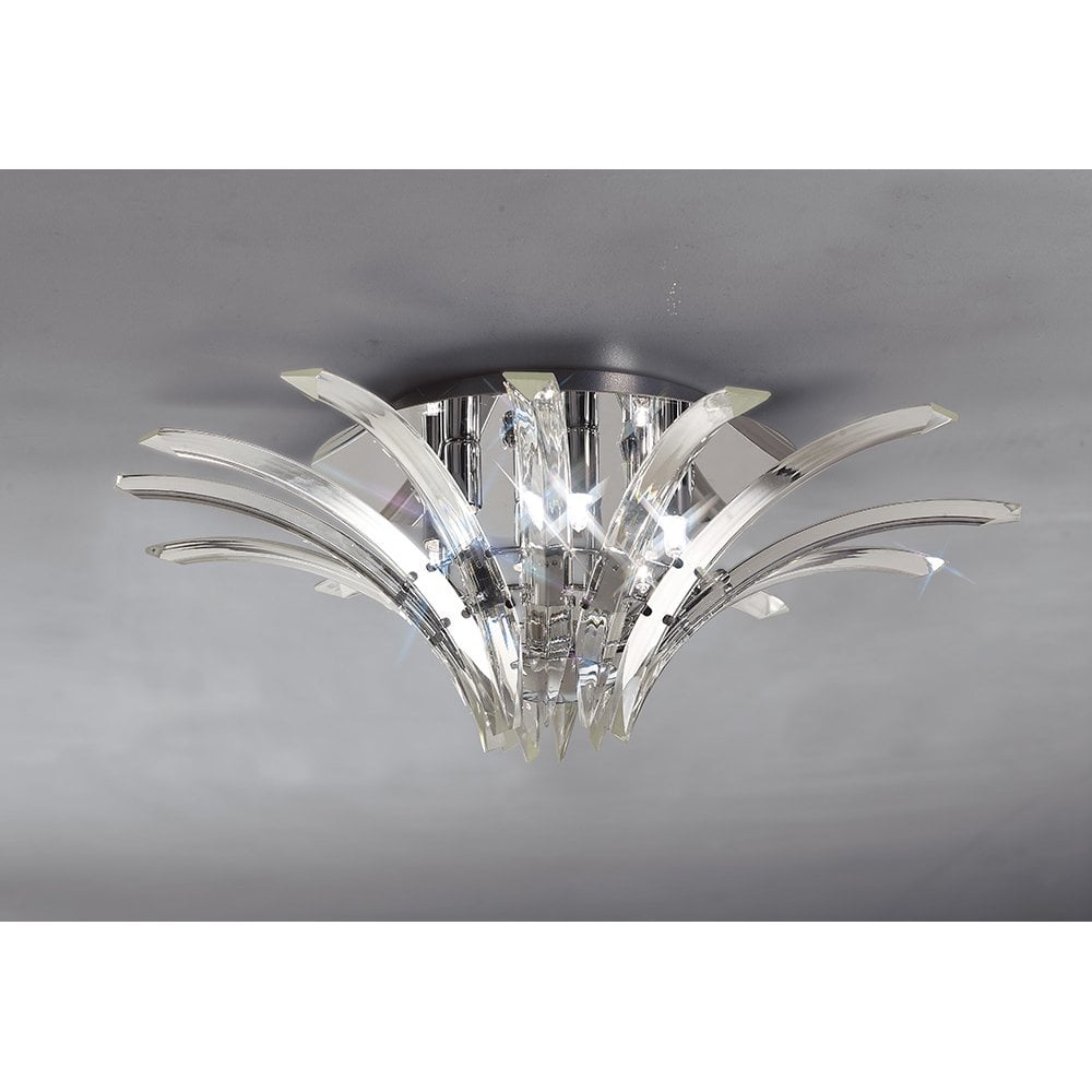 Sinclair Polished Chrome 4-Light Ceiling Pendant with Crystal Prisms