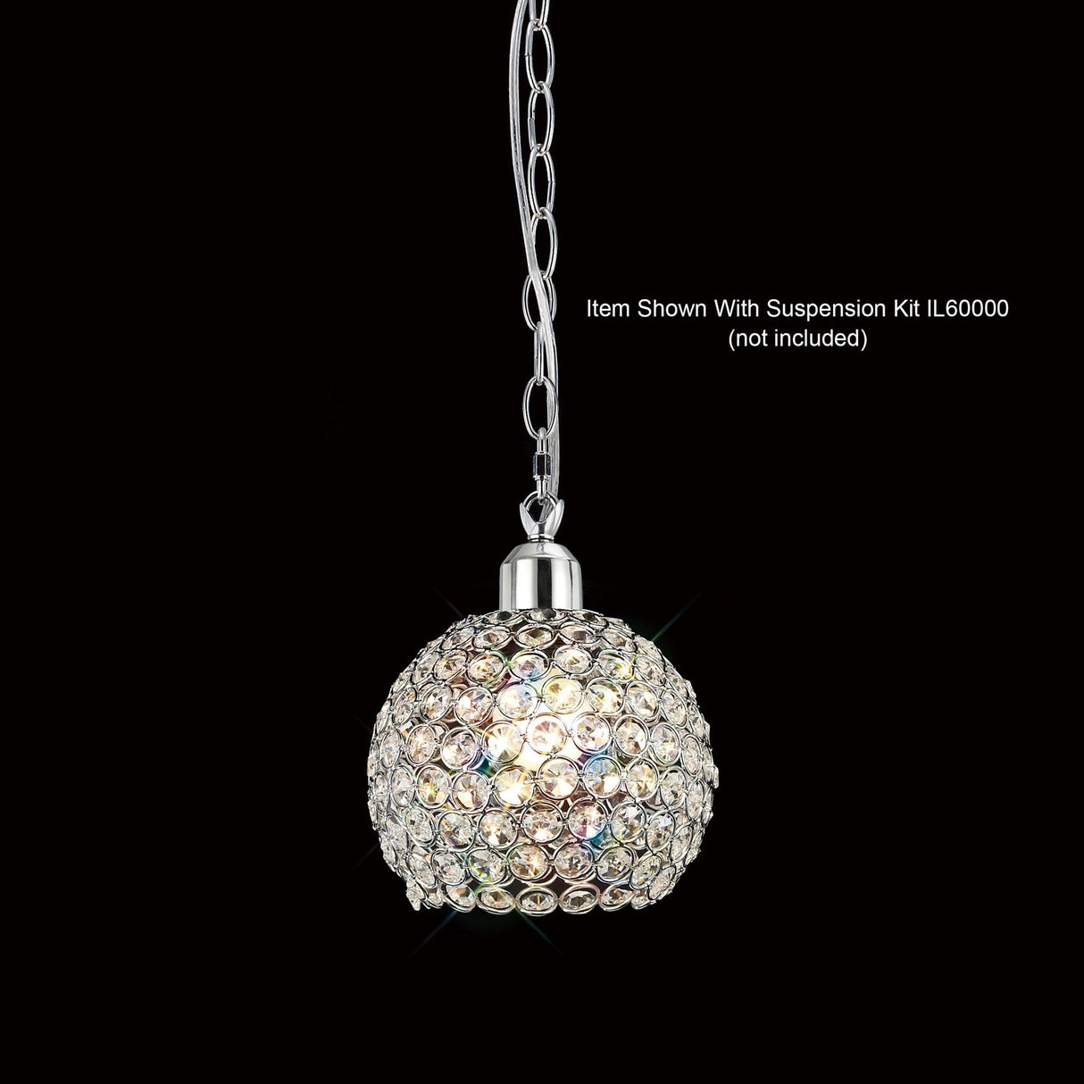 Kudo Chrome Crystal Ball Shade - Elegant Non-Electric Lighting Fixture by Cassia Twigue