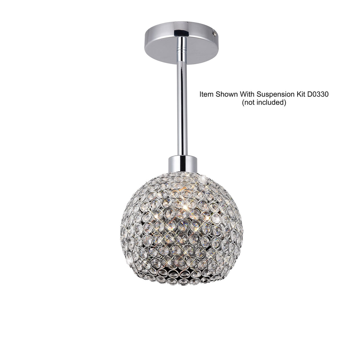 Kudo Crystal Elegance: Polished Chrome & Crystal Non-Electric Ball Shade by Cassia Twigue