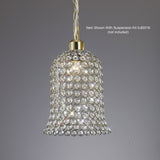 Elegant Kudo Crystal Bell Lampshade in Antique Brass and Clear Crystal