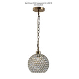 Kudo Vintage Crystal Sphere Shade in Antique Brass/Clear