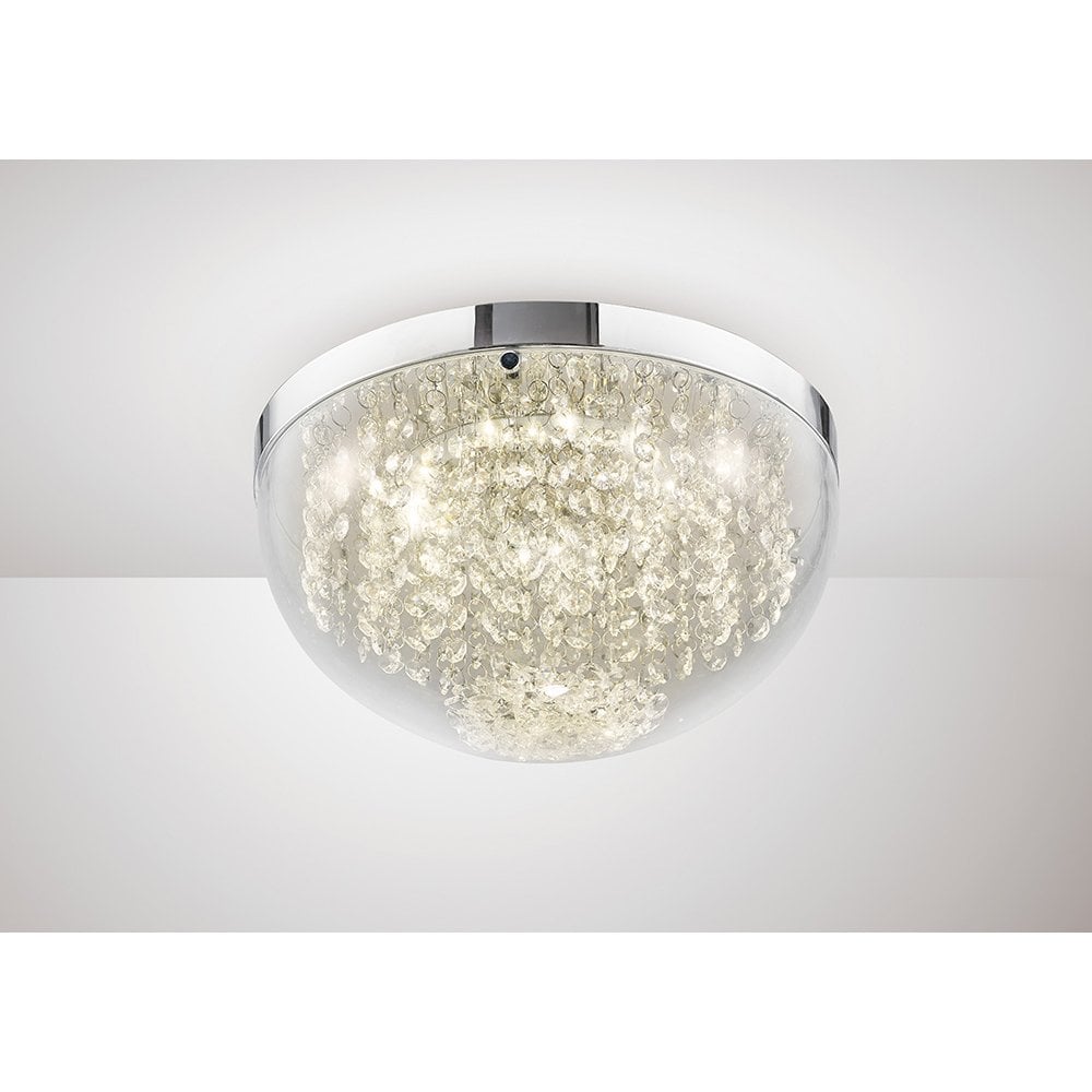 Harper Medium Ceiling Light with 12W LED, Polished Chrome and Crystal Elegance, 4000K Natural White