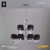 Akira Double-Tier 12-Light Pendant in Polished Chrome with Black Shades