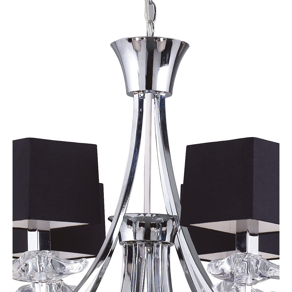 Akira Double-Tier 12-Light Pendant in Polished Chrome with Black Shades