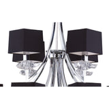 Akira Double-Tier 12-Light Pendant in Polished Chrome with Black Shades