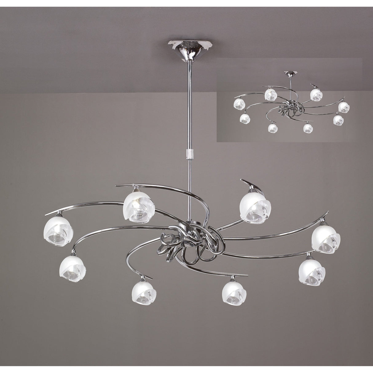 Fragma Telescopic 8-Light Chandelier in Polished Chrome by Santiago Sevillano Sebastia