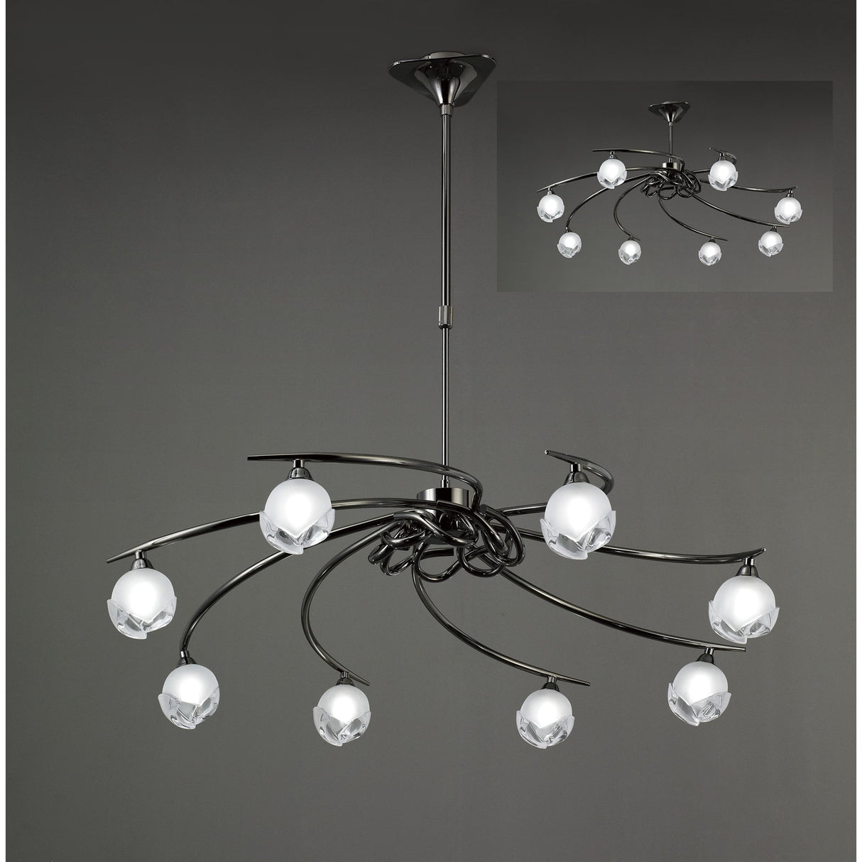 Fragma Telescopic 8-Light Pendant, Black Chrome Finish